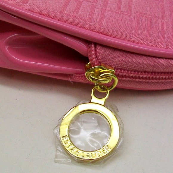 ESTEE LAUDER Cosmetic Bag Pink Signature Logo Makeup Purse Case - Picture 3 of 4
